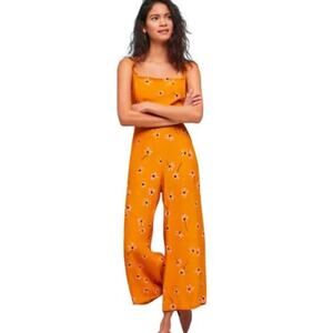 Faithful The Brand Anthropologie Golden Floral Playa Tie Back Jumpsuit Size XS